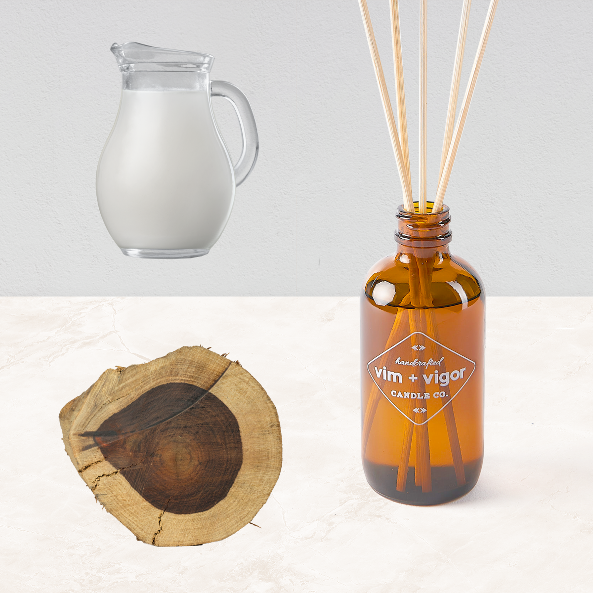 Milky Diffuser Milk + Rosewood Reed Diffuser – Vim + Vigor Candle Co