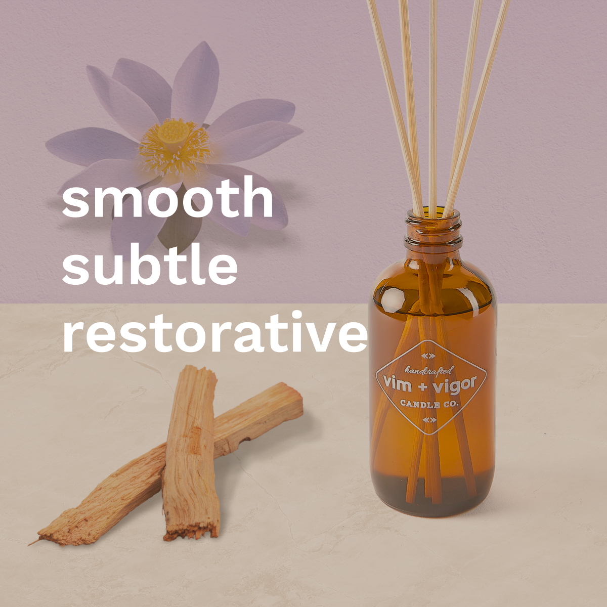 White Lotus + Sandalwood Reed Diffuser – Vim + Vigor Candle Co